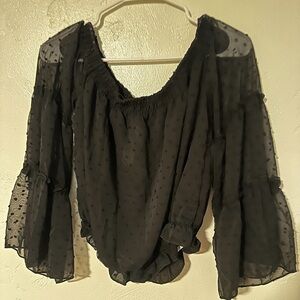 Elegant Black Sheer Women's Top